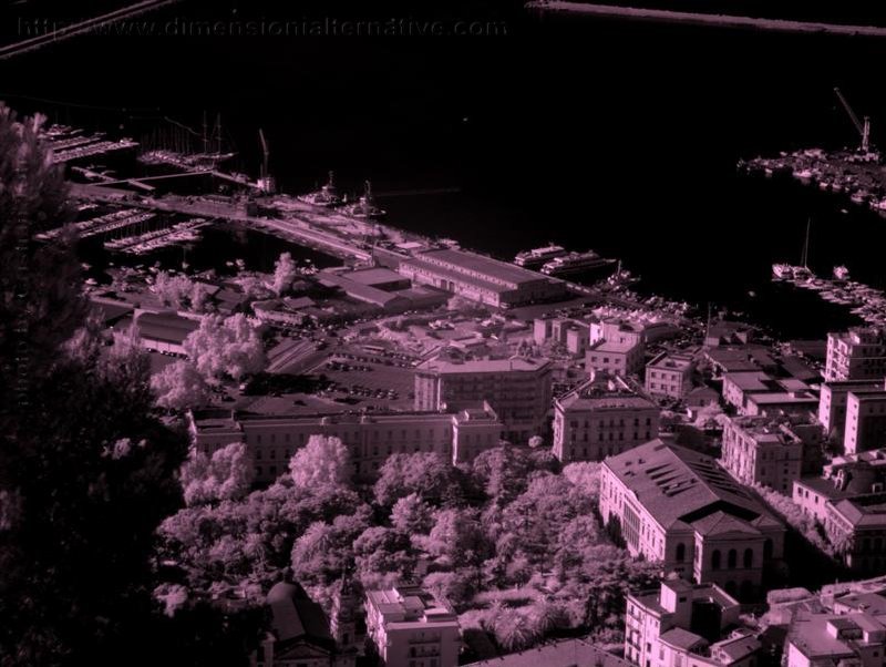 Verdi theatre - infrared view from Arechi Castle by dimensionialternativ…