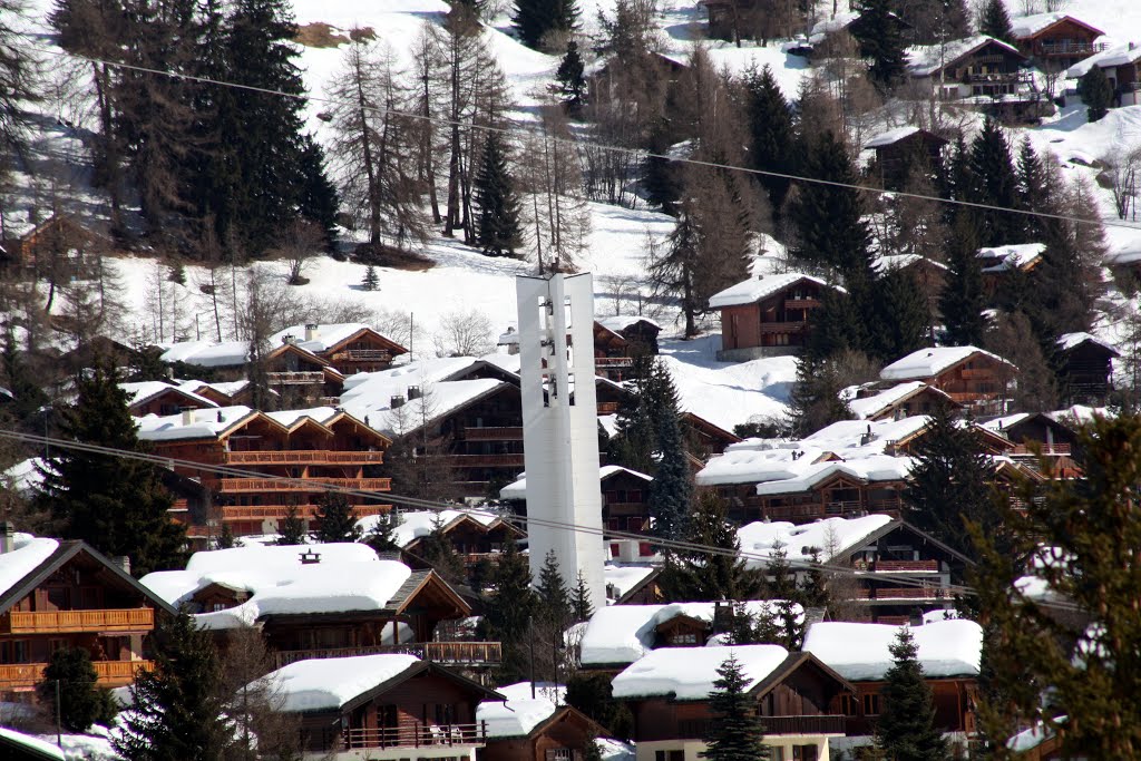 Verbier - Le clocher de l'église - architecte Ellenberger by Charly-G. Arbellay