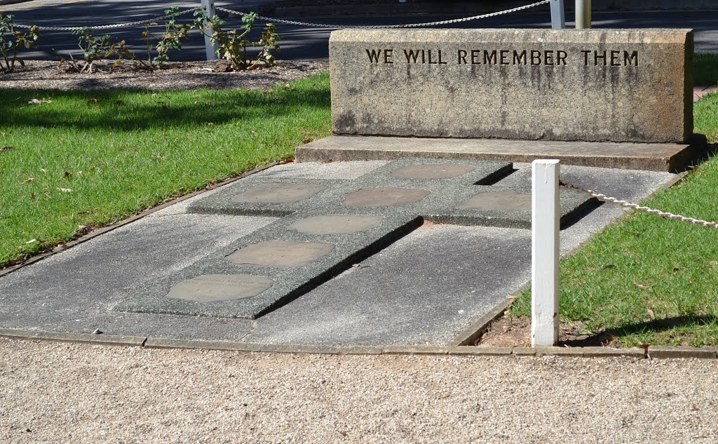 Slate tablets below memorial flagstone by Phaedrus Fleurieu