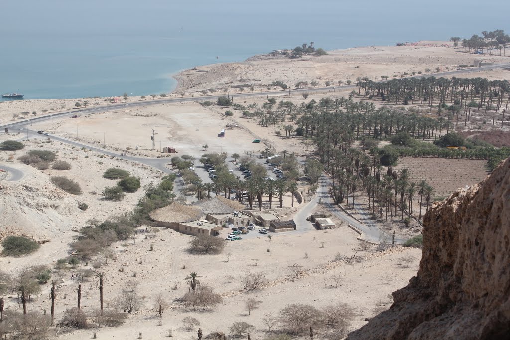 View of the Dead sea valley, as seen from the Ein Gedi mountains by Genet