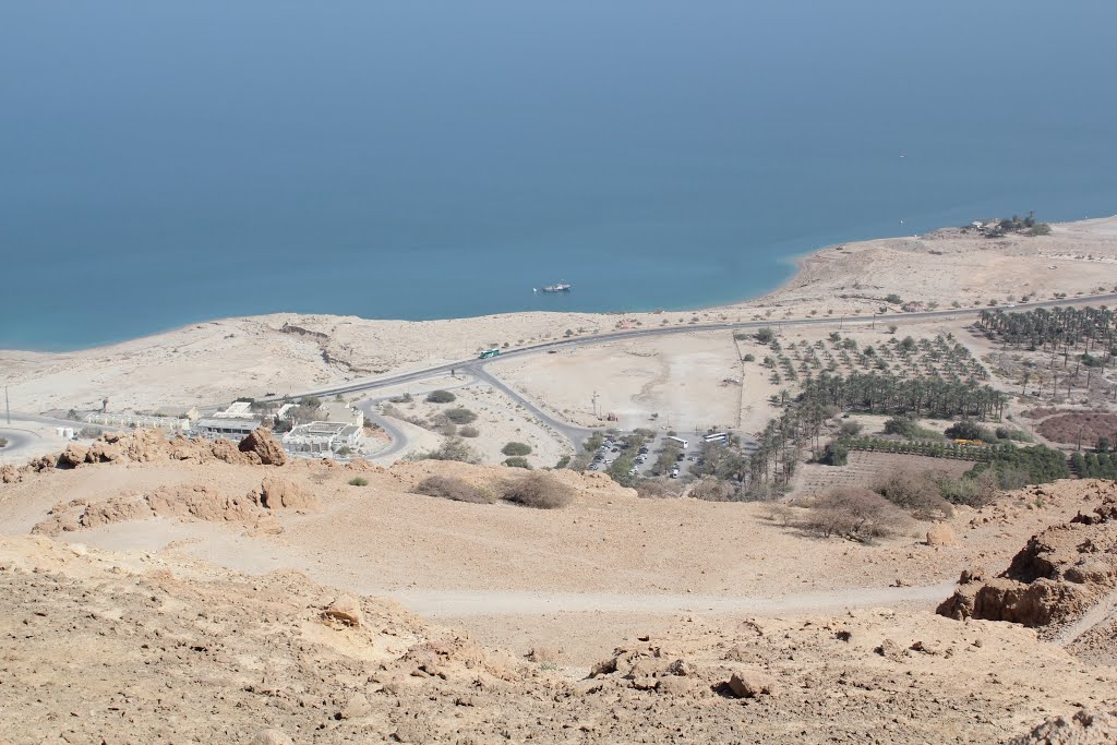 Looking at the Dead sea from the mountains of Ein Gedi by Genet