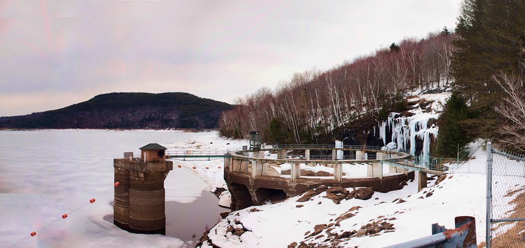 Panoramic 'Glory Hole' shaft spillway, Harriman Reservoir, VT by Leon Malinofsky