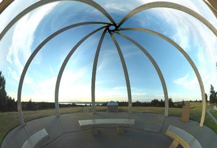 Chamberlain Rest Area Teepee Monument Panorama 2 - Missouri River, S. Dakota by packard33