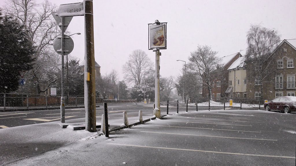 Spring snow, Shrub End Road, Colchester, Essex, March 2013 by keithb