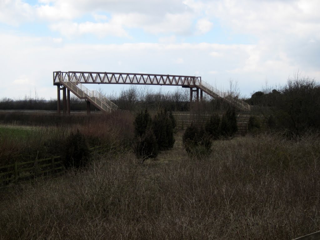 Fleam dyke footbridge over A11 motorway, Cambridgeshire. by Maarten Sepp