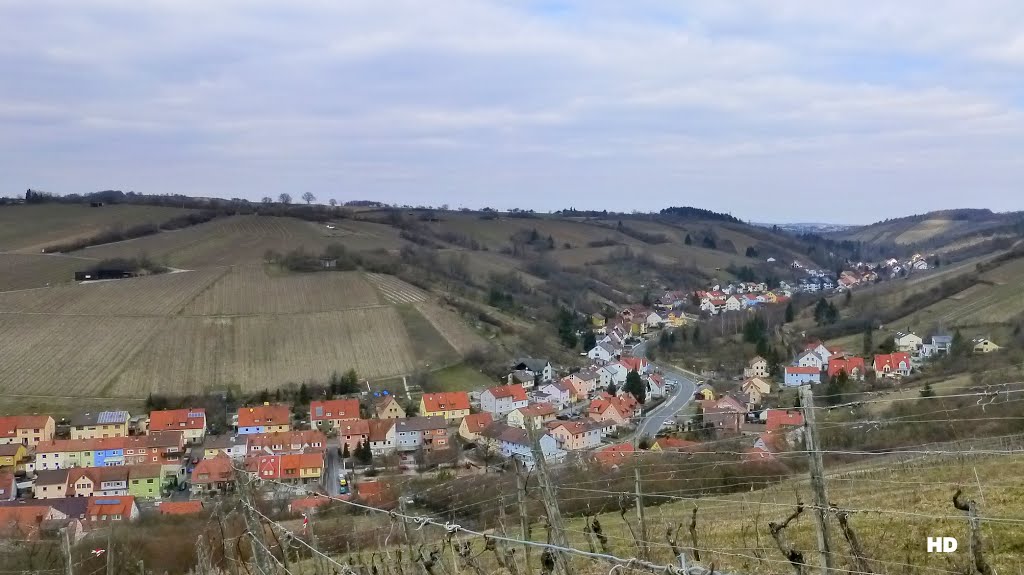 Randersacker - Der Ort schlängelt sich durchs Tal Richtung Gerbrunn. by Heribert Duling