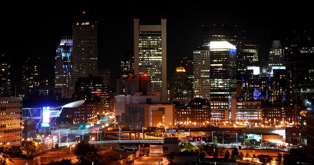 BOSTON Tall Buildings at night by Aplmac