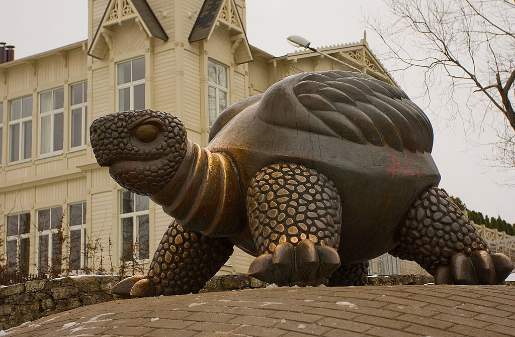 Sculpture Brunurupucis - The famous Turtle in Jurmala March 2008 by S.M Tunli - tunliweb.no