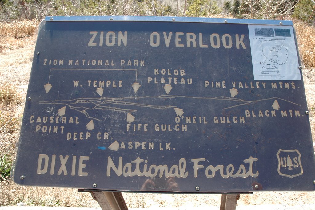 ZION OVERLOOK IS ABOUT 15 MILES, AS THE CROW FLYS, FROM CEDAR CITY, UTAH by William Faulkner