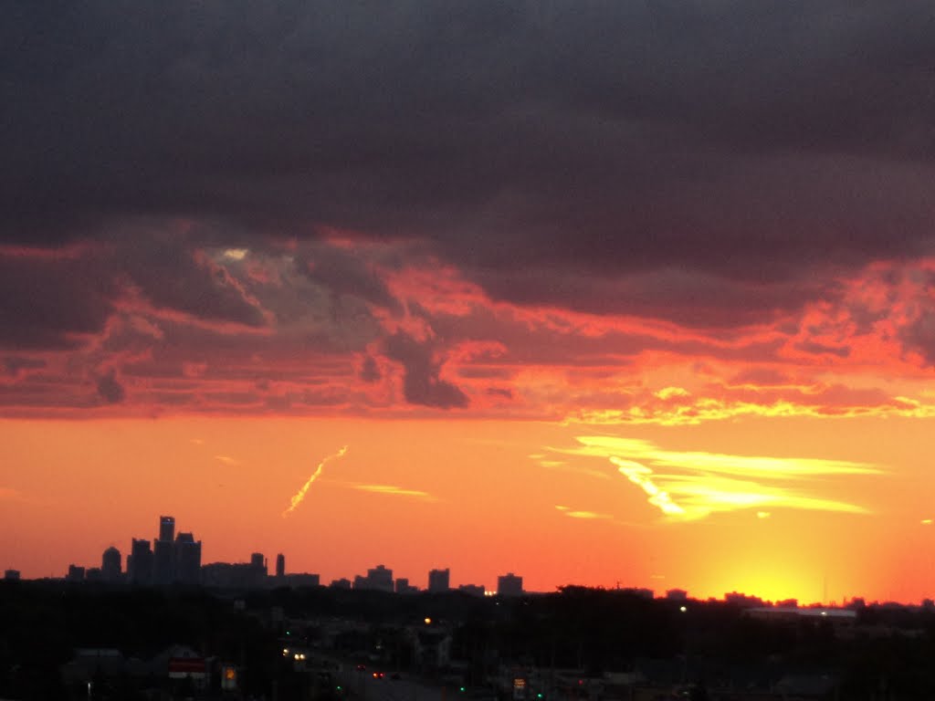 Sunset Windsor Canada - Detroit Mi by Anna Pajic