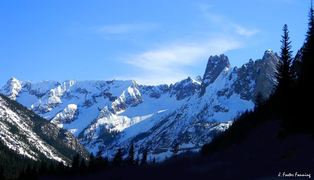 Eastern Basin of Early Winter Spires and Liberty Bell Mountain by Foster Fanning