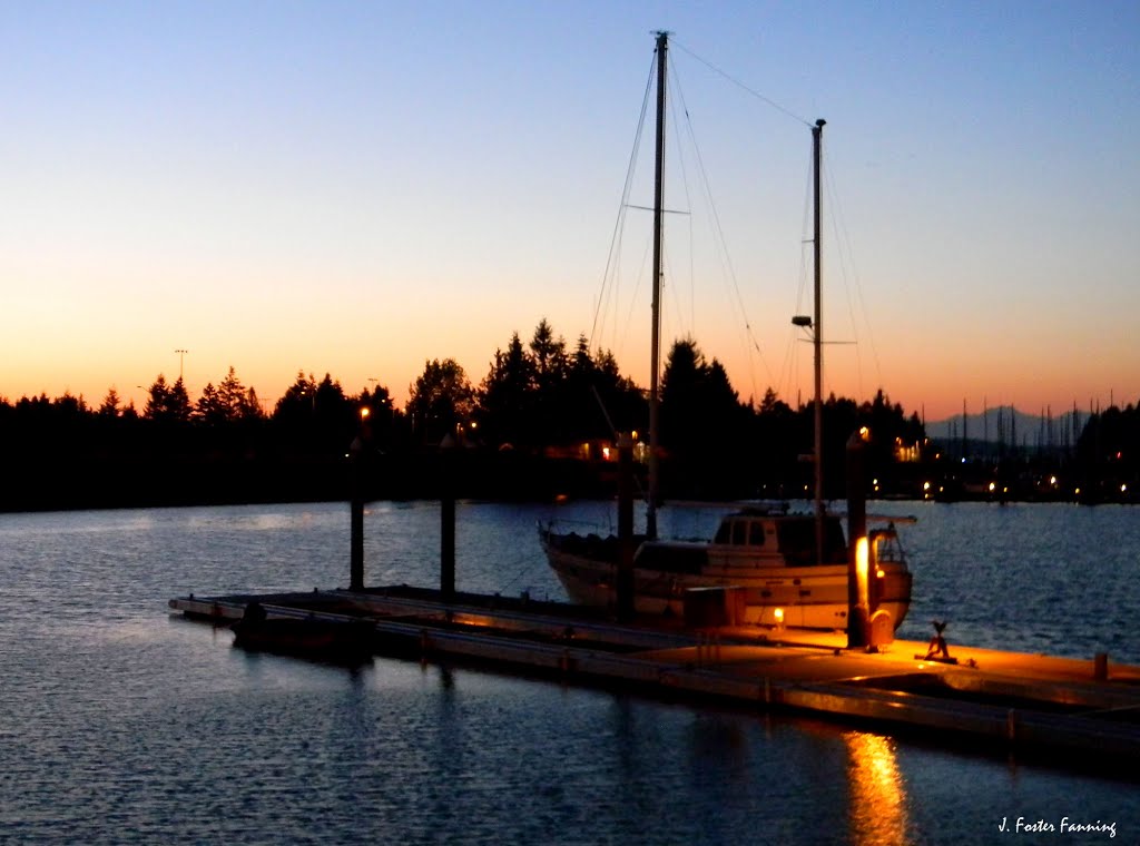 Sailing Vessel in the Puget Sound sunset by Foster Fanning