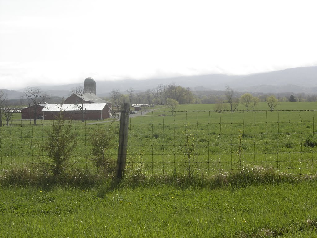 Shenandoah farm with view toward a foggy Blue Ridge by chris1073