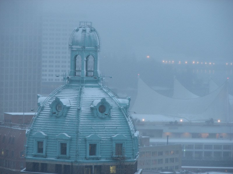 Sun Tower and Canada Place "sails" end of Jan Snowfall by snorth