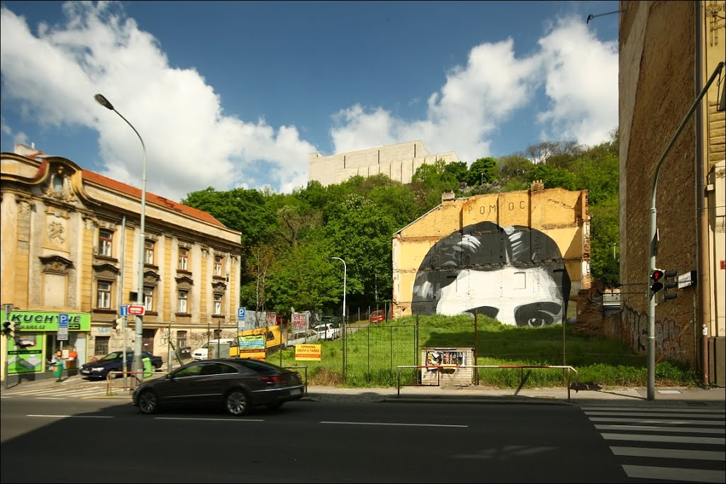 Franz Kafka na Žižkově, street art by Irena Brozova (CZ)