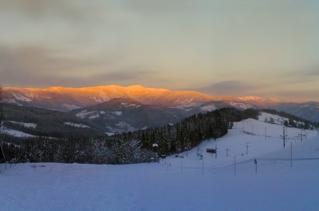 Panorama Krkonoš od vleku Větrov Vysoké nad Jizerou by jan vaverka st