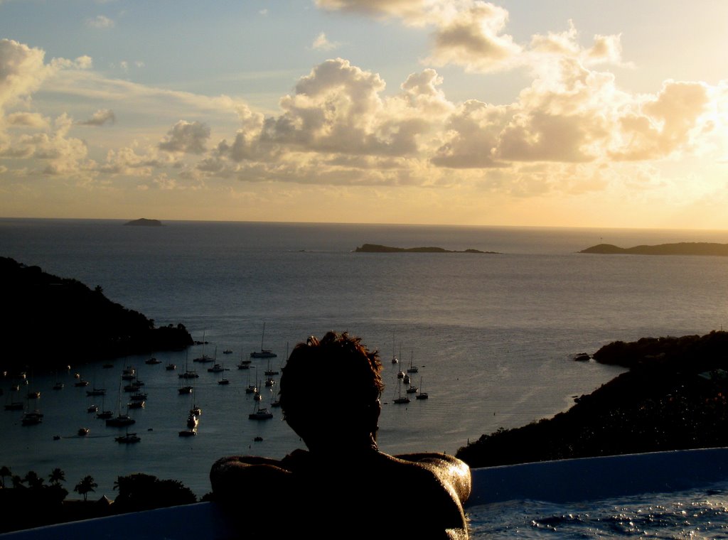 Looking sunset over great cruz bay by mauricio ghiggeri