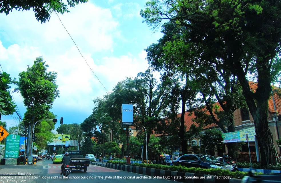 Scenery at Malang Town looks right is the school building in the style of the original architects of the Dutch state, and is still intact today. by Tiffany Liem