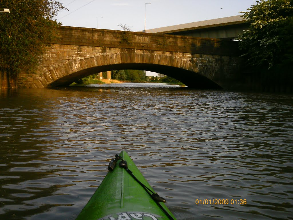 Rhymney Hill Road Bridge from the river by Kayak by Meic W Caerdydd