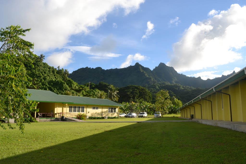 COM-FSM Kosrae Campus with sleeping lady mountain by Karleen Manuel Samuel