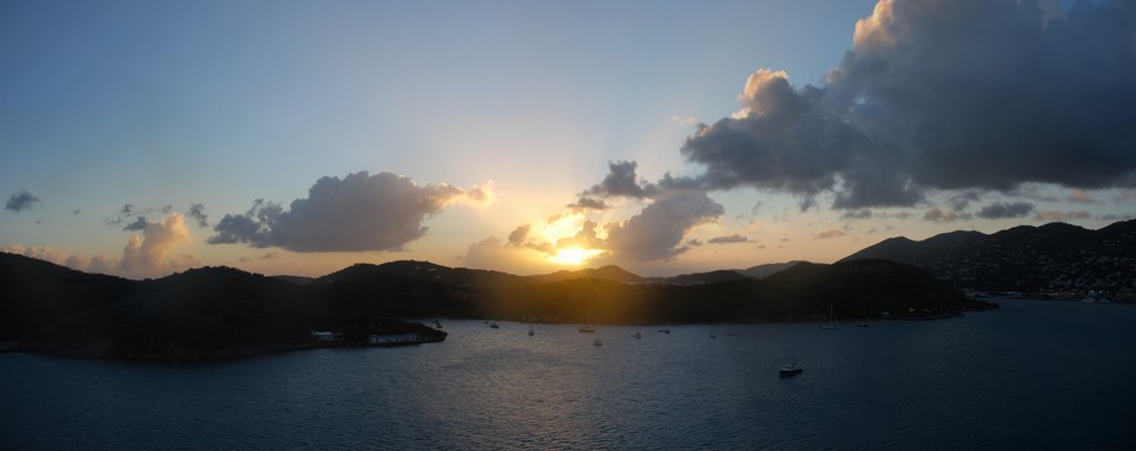 Charlotte Amalie Harbor Sunset Pano by Caleb Evans