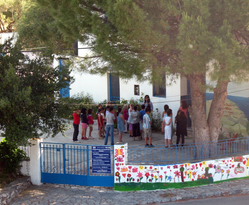 Sfakia - Anopolis School Yard. by Ray Langsten