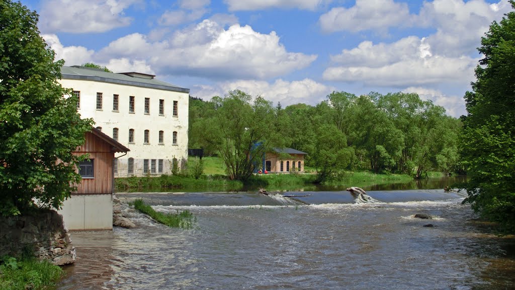 Saalewehr an der alten Papierfabrik by Alfred Walter