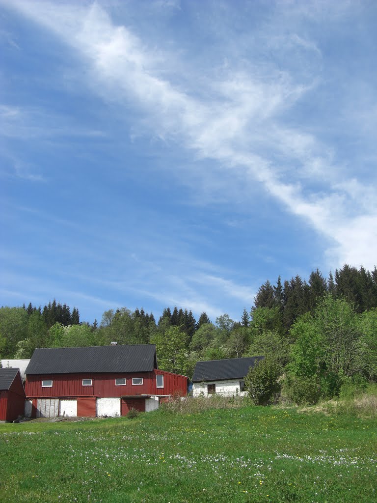 Sunshine at the barn and artistic clouds 29th of may 2013 by Mona Lygre