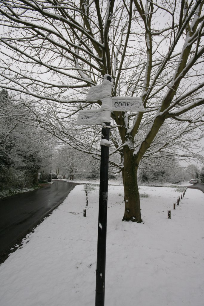 Snow covered Road Sign in Winter Hill by jonnyharry