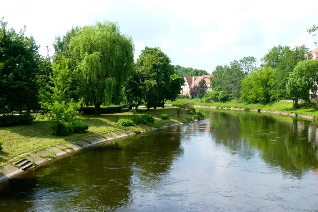 Piła. Nad rzeką Gwdą. by Dariusz Domagała