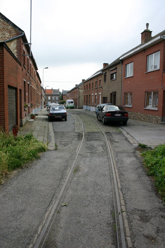 Chapelle, remains of the ex-SNCV national tram network... Abandonned rails. 2004 by yveslaurent