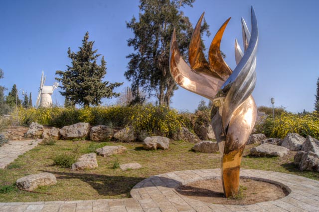 Eternal Flame Sculpture & Montefiore Windmill by Derek Winterburn