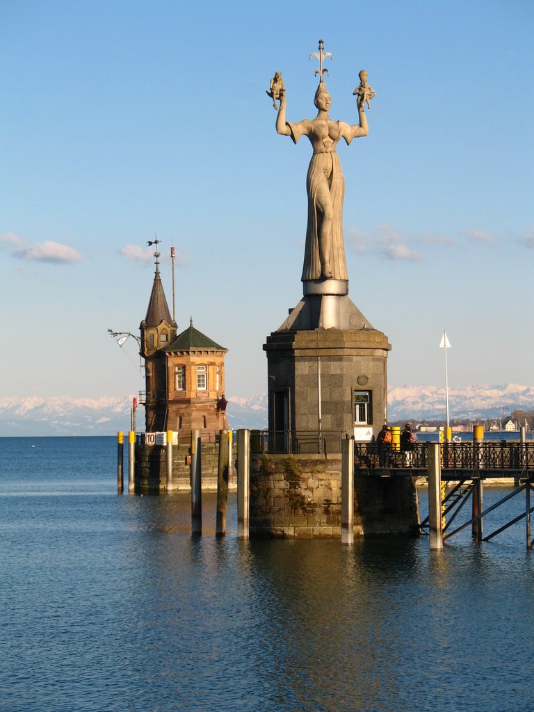 Konstanz Harbour with 'Imperia' and water gauge 2.94 m by parus.major