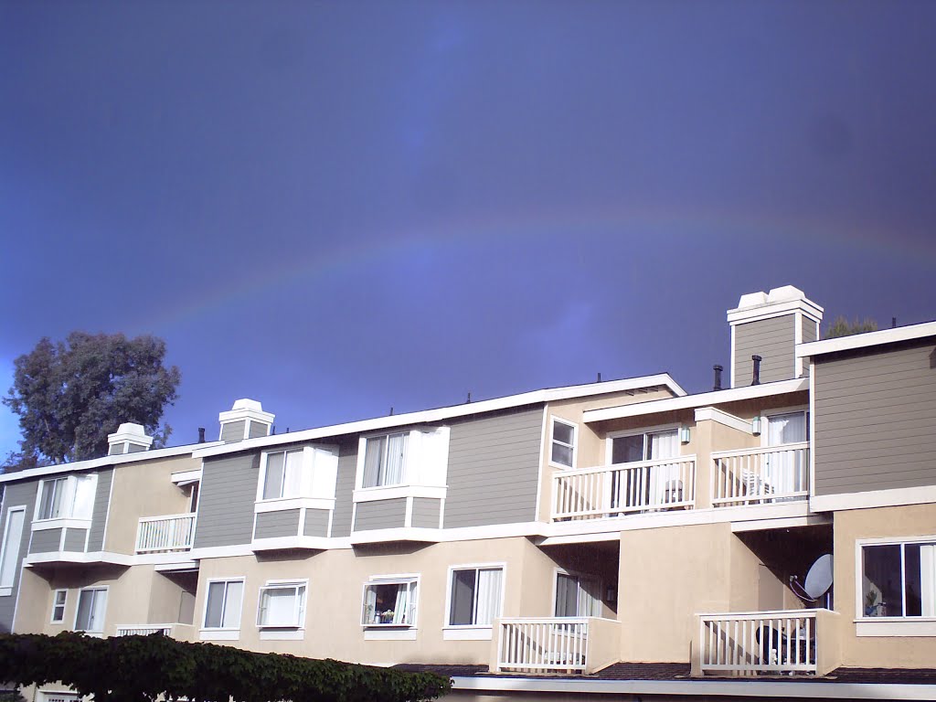 Rainbow over 3 story building by sonicboombabe