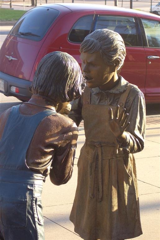 Just a Taste, life-size bronze, Emporia, KS by Maxine Arnoldy