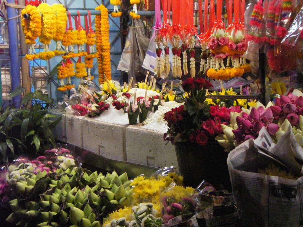 Flower market, night by kver