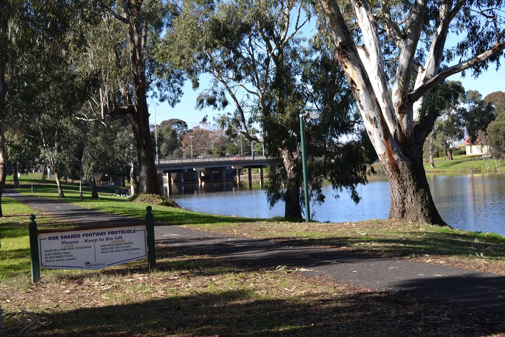 Shared footpath to bridge by Phaedrus Fleurieu