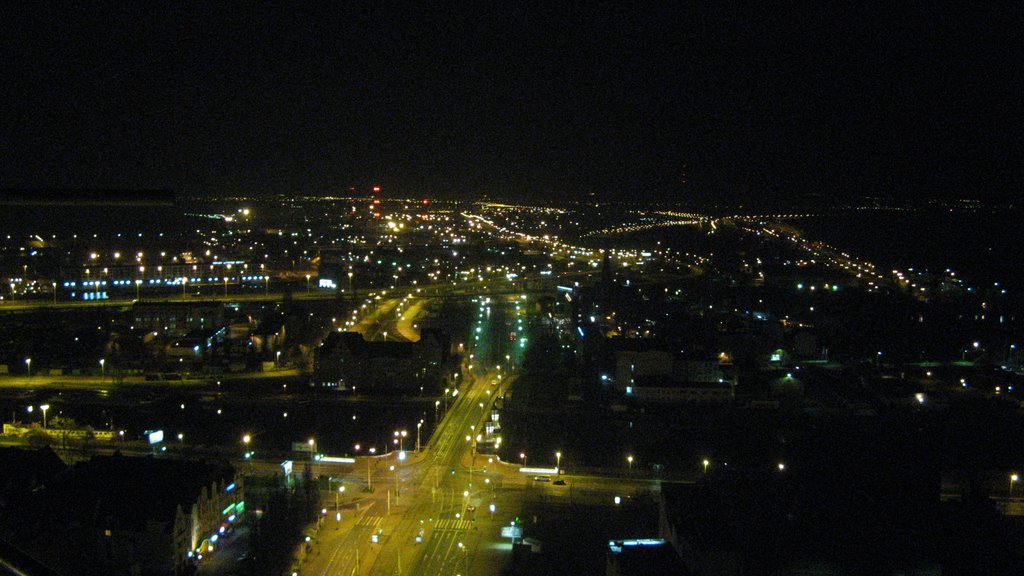 View from the top of Cathedral Basilic at night #2 by kwachuone