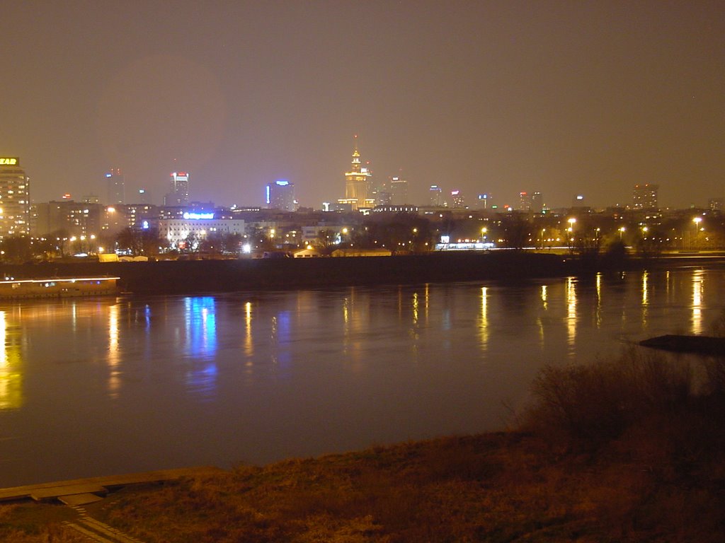 City lights1, Vistula left bank by Krzysztof Kaliński