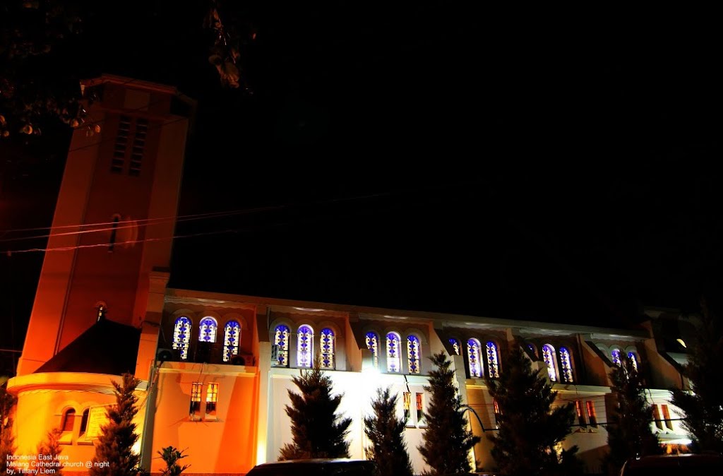 Malang Cathedral church @ night by Tiffany Liem