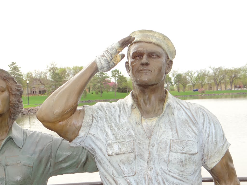 Bronze figure in World War II Memorial in Pierre SD by Gino Vivi