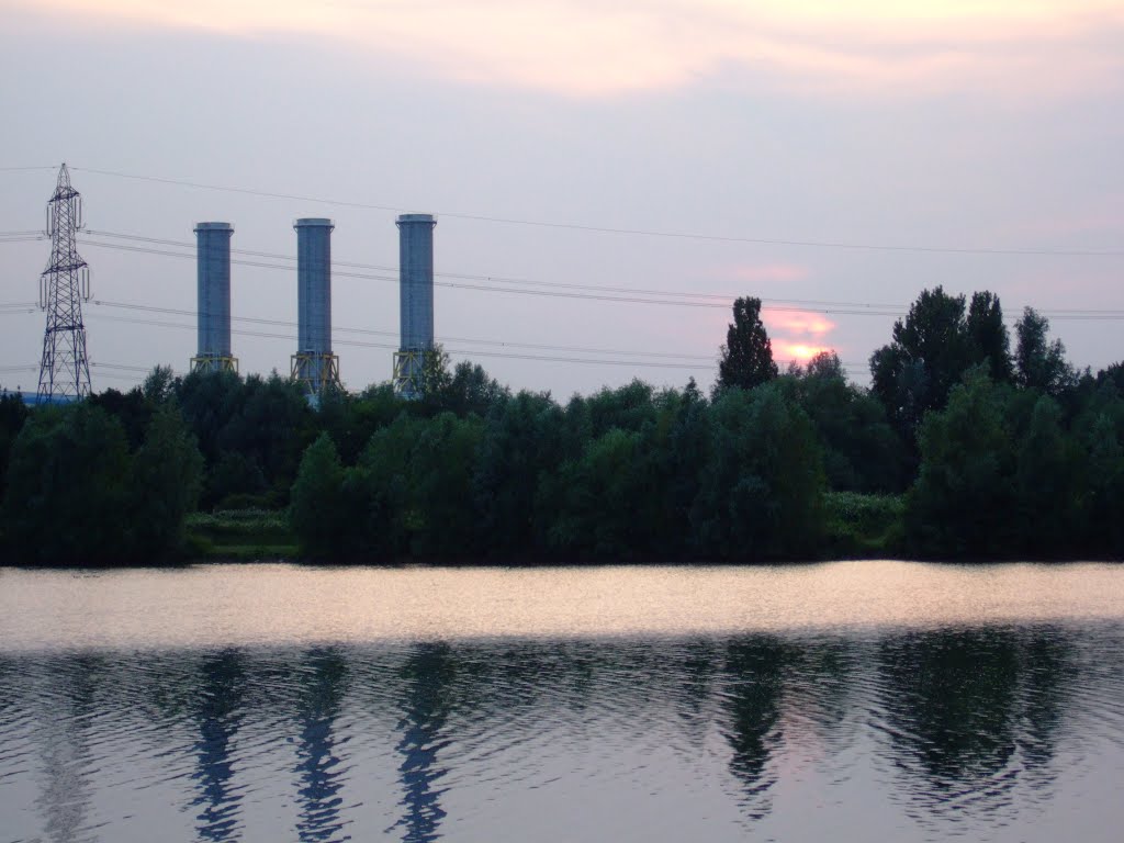 July Sunset, Glen Faba, Rye House Power Station beyond by Severous