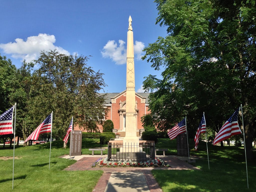 Civil War Monument & Tipton Public Library by KingHawkFan