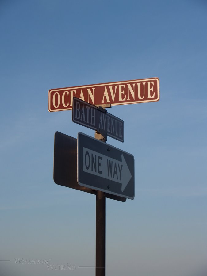 Ocean Ave. & Bath Ave Sign at Dusk, Ocean Grove, New Jersey - USA by AnnaLisa Yoder - Win…