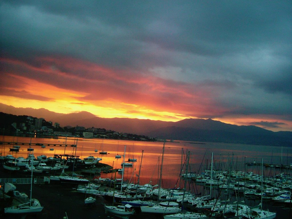 Ajaccio. Lever du soleil sur le port by Branger