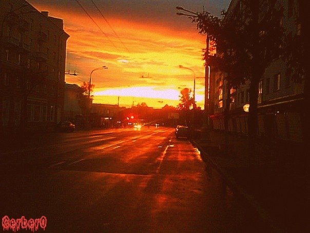 Зарыва над праспектам Леніна ў Гомелі, glow over Lenin Avenue in Gomel by cerber0