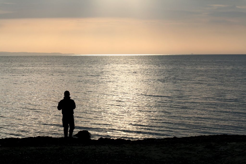 Early fisherman at Fløjstrup Beach (near Moesgaard) by Jesper Berling