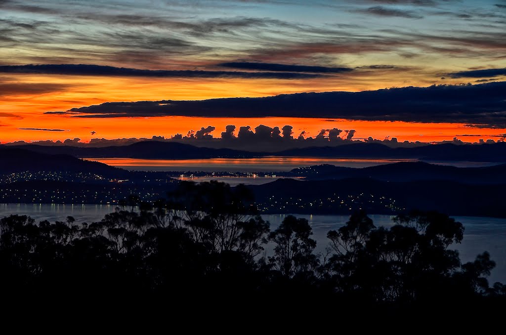 Sunrise taken from Mt Nelson, Hobart, Tasmania, Australia by ronrainbow