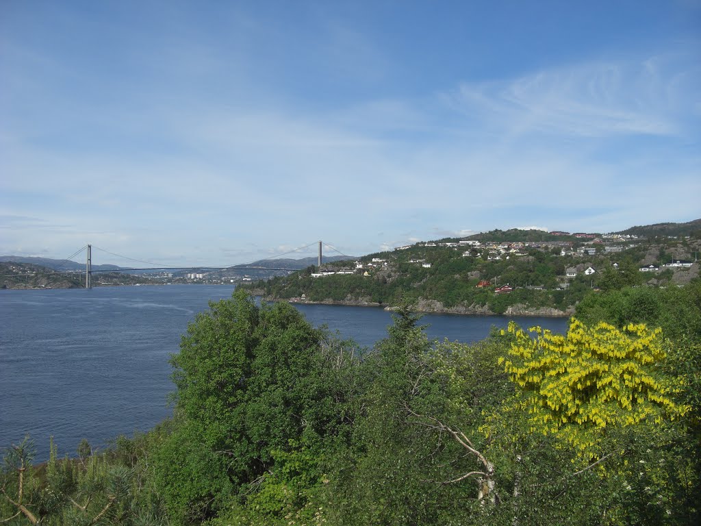 A beautiful view towards the bridge a sunny day in june by Mona Lygre