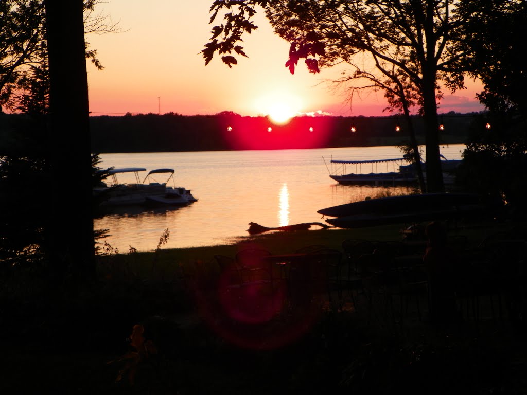 Sunset from The Oaks Restaurant at Chippewa Lake by David Kennat